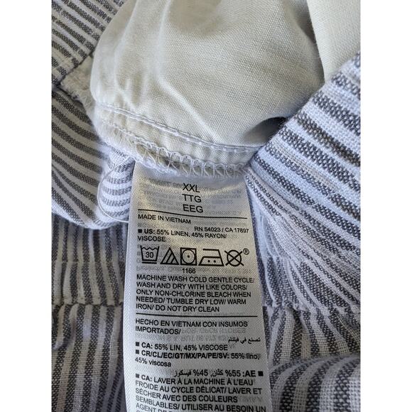 Old Navy Womens High Rise Straight-Leg XXL Stripe Pull-On Pockets Linen Blend - Picture 7 of 10